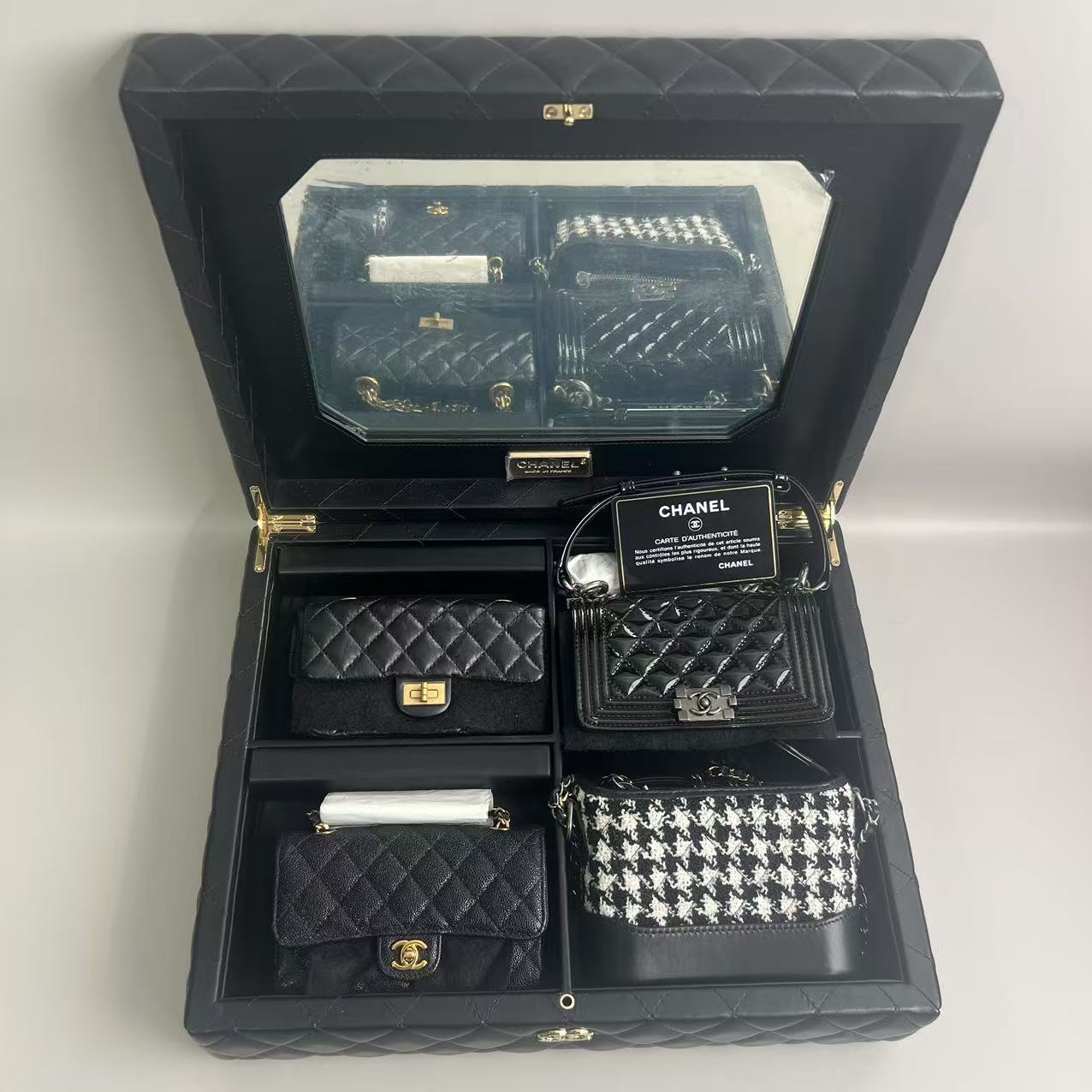 Chanel Lambskin Calfskin Tweed Success Story Set of 4 Minis Bags Black