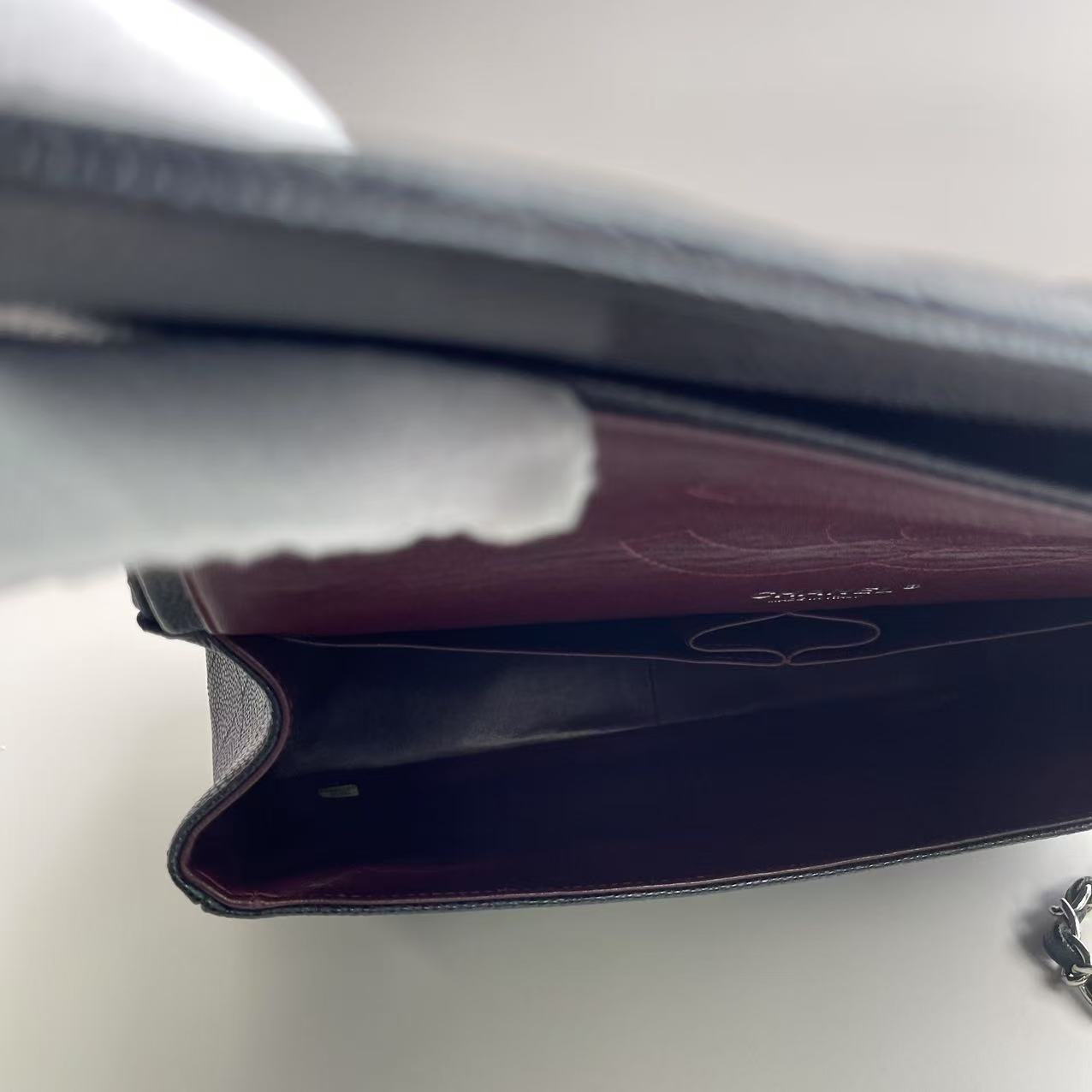 Chanel Classic Double FlapQuilted Caviar Silver-tone jumbo Black