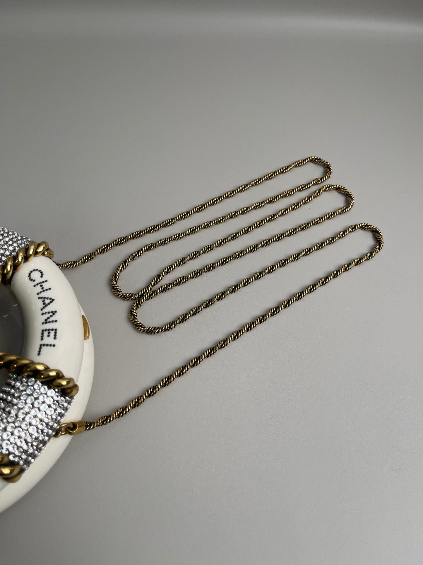 Chanel Runway Off Gold Round Evening Clutch Shoulder Bag, White