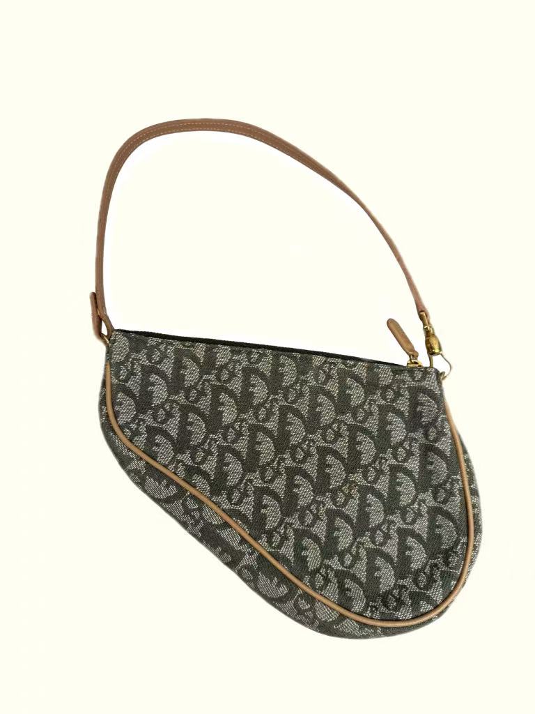 Christian Dior Sac Saddle Kaki / Mini toile marron