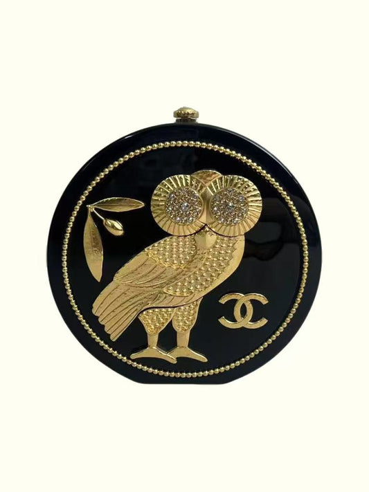 CHANEL Collector's Edition: Rare Resin &amp; Crystal CC Owl Evening Bag