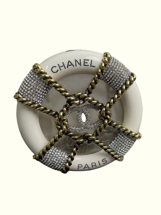 Chanel Runway Off Gold Round Evening Clutch Shoulder Bag, White