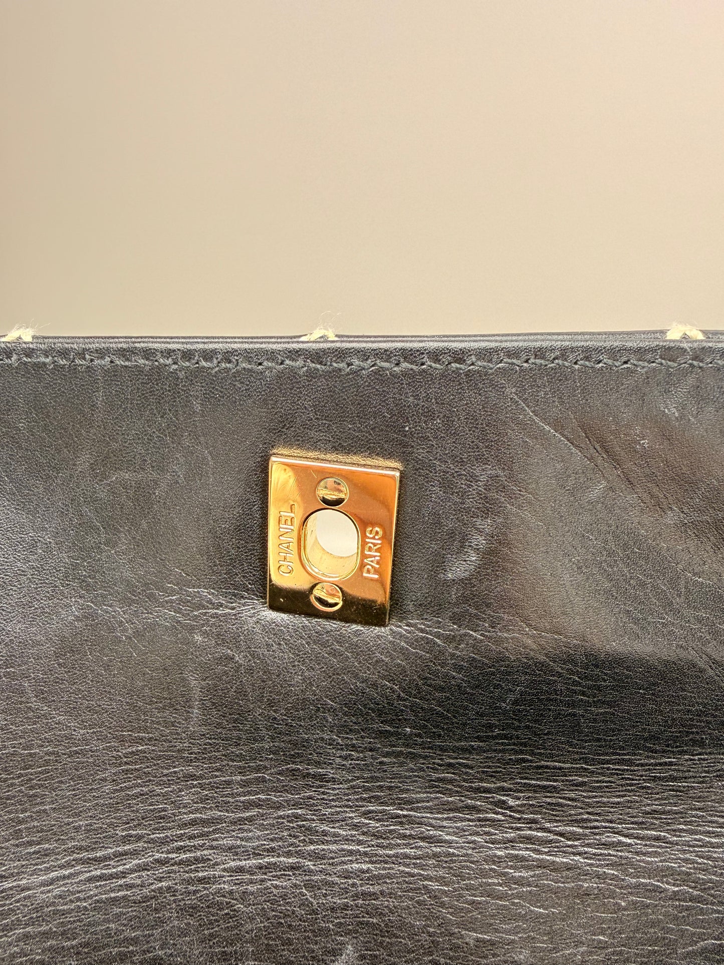 Black Quilted Calfskin Wild Stitch Surpique Flap Bag Vintage