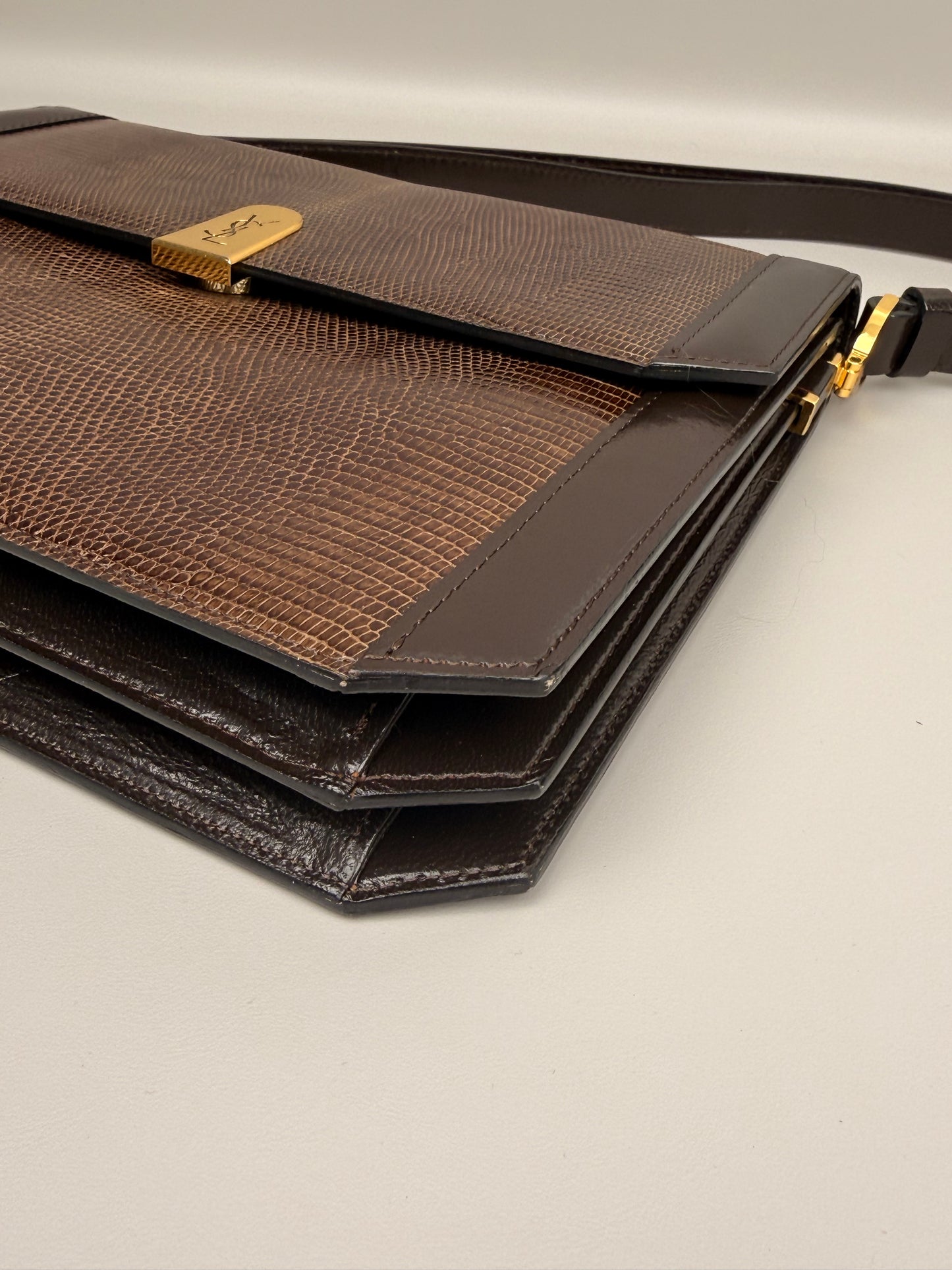 Yves Saint Laurent Shoulder Bag Brown Leather Vintage