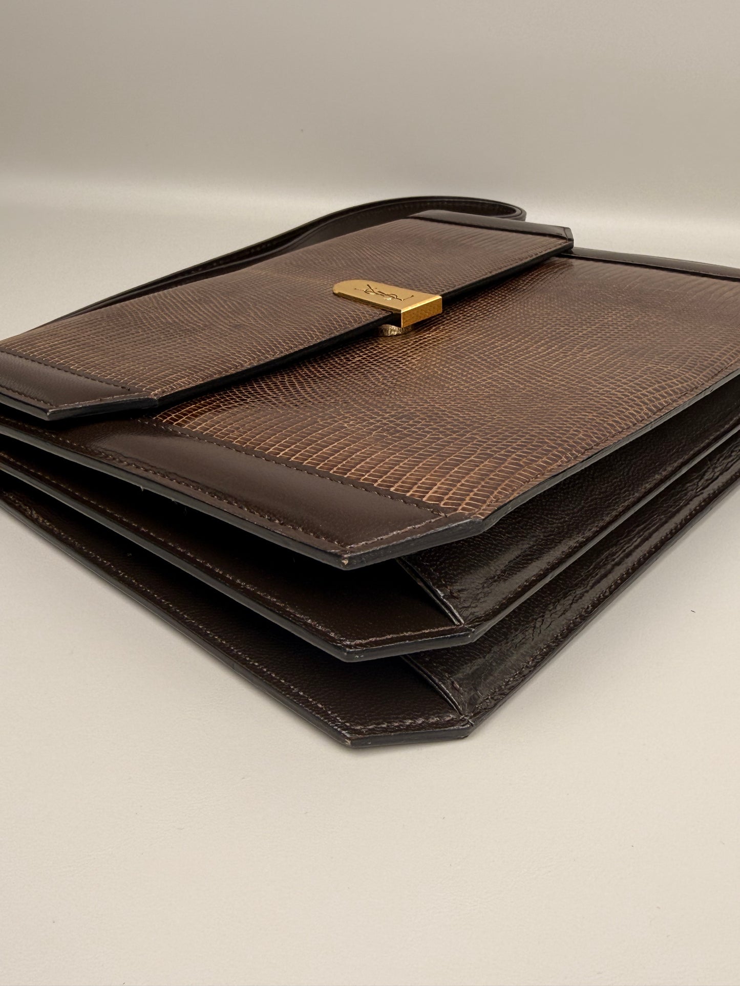 Yves Saint Laurent Shoulder Bag Brown Leather Vintage