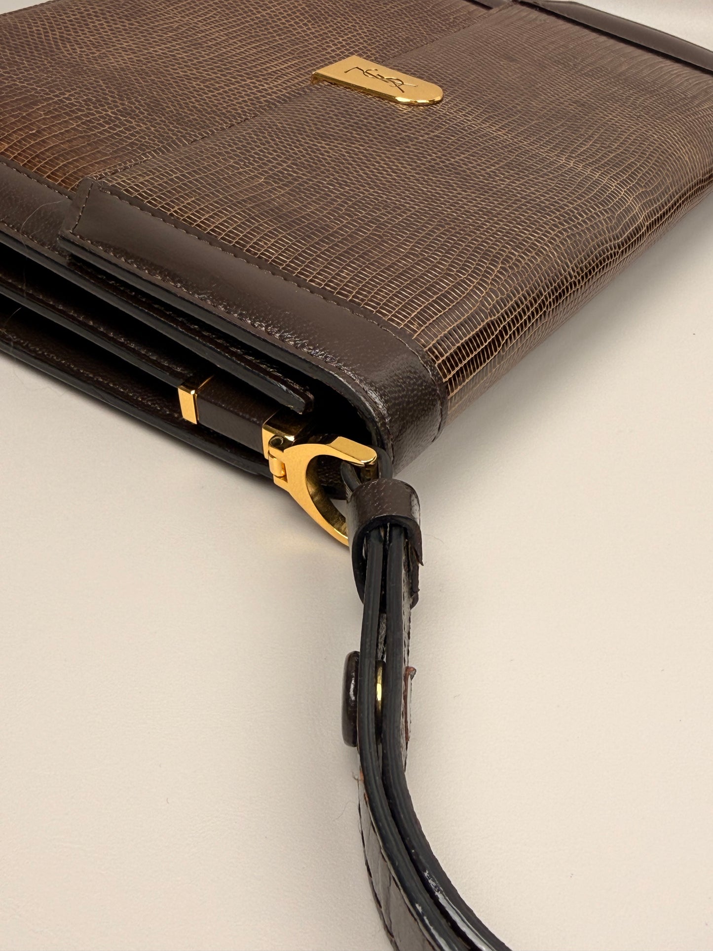 Yves Saint Laurent Shoulder Bag Brown Leather Vintage