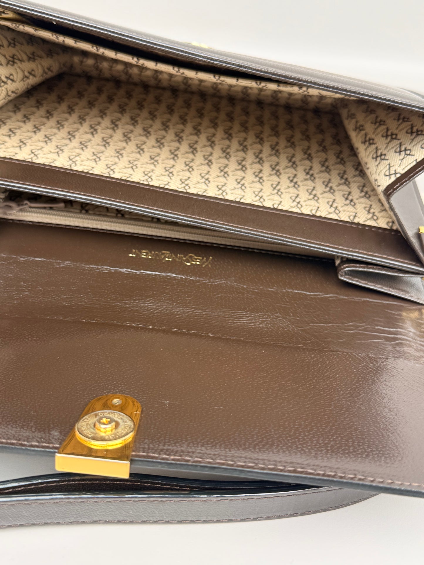 Yves Saint Laurent Shoulder Bag Brown Leather Vintage