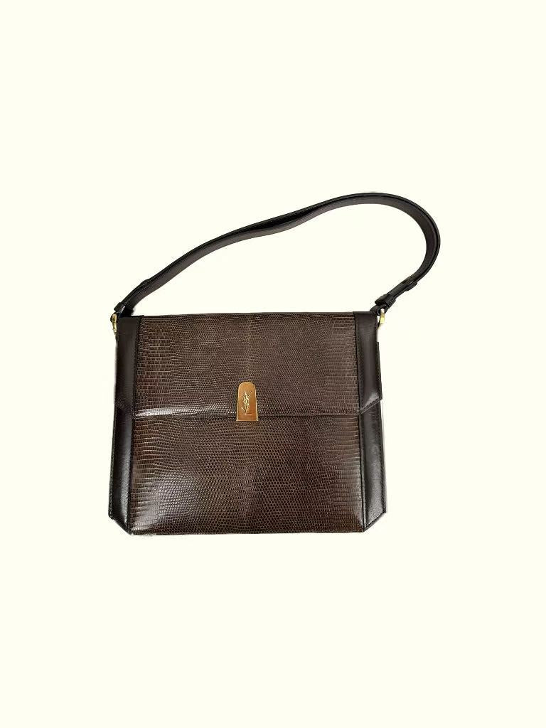 Yves Saint Laurent Shoulder Bag Brown Leather Vintage
