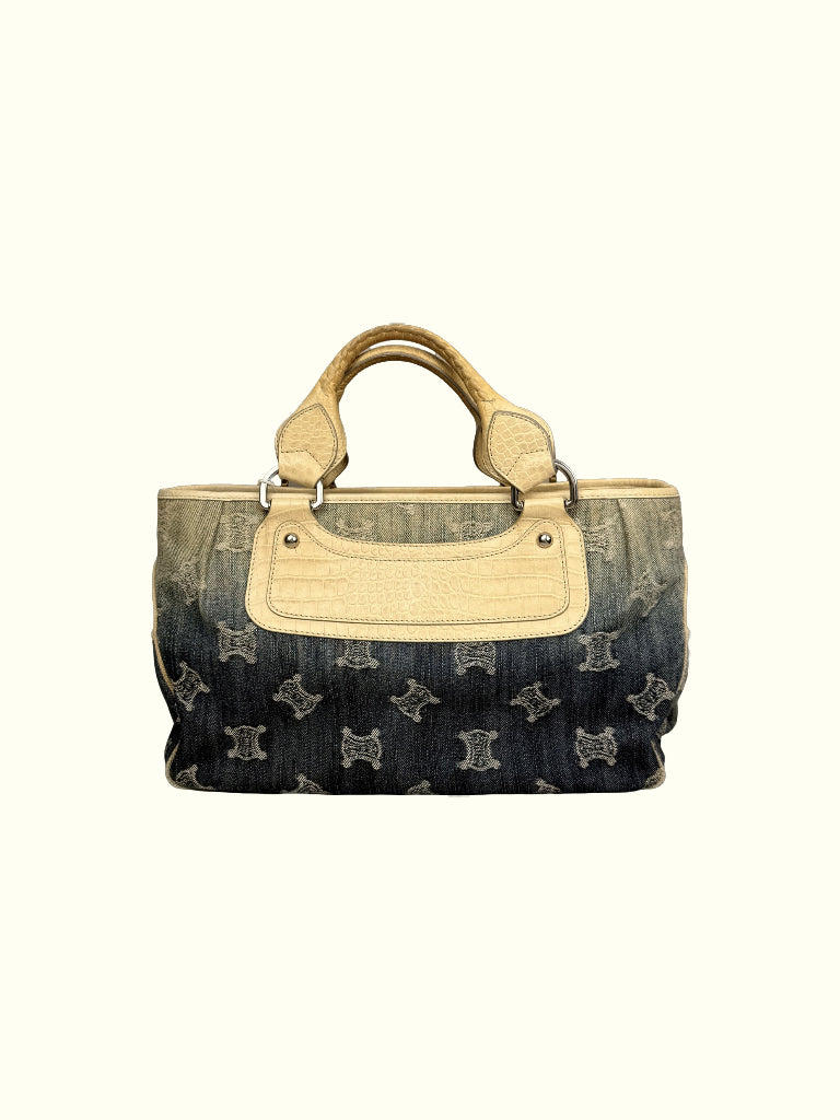 CELINE Boogie Triomphe Tote Handbag Denim Vintage