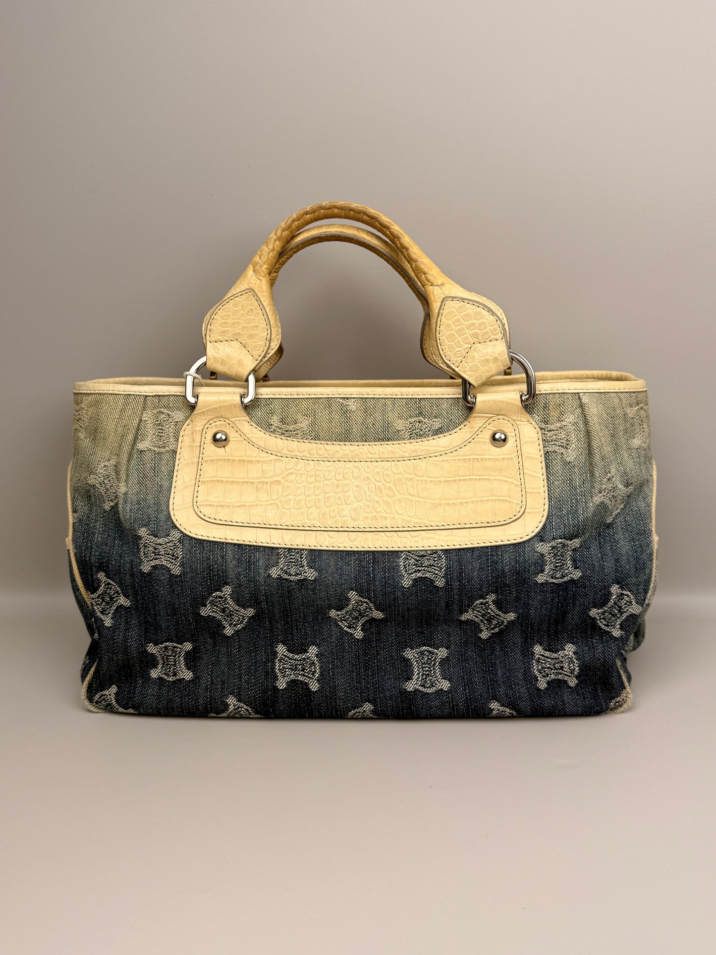 CELINE Boogie Triomphe Tote Handbag Denim Vintage