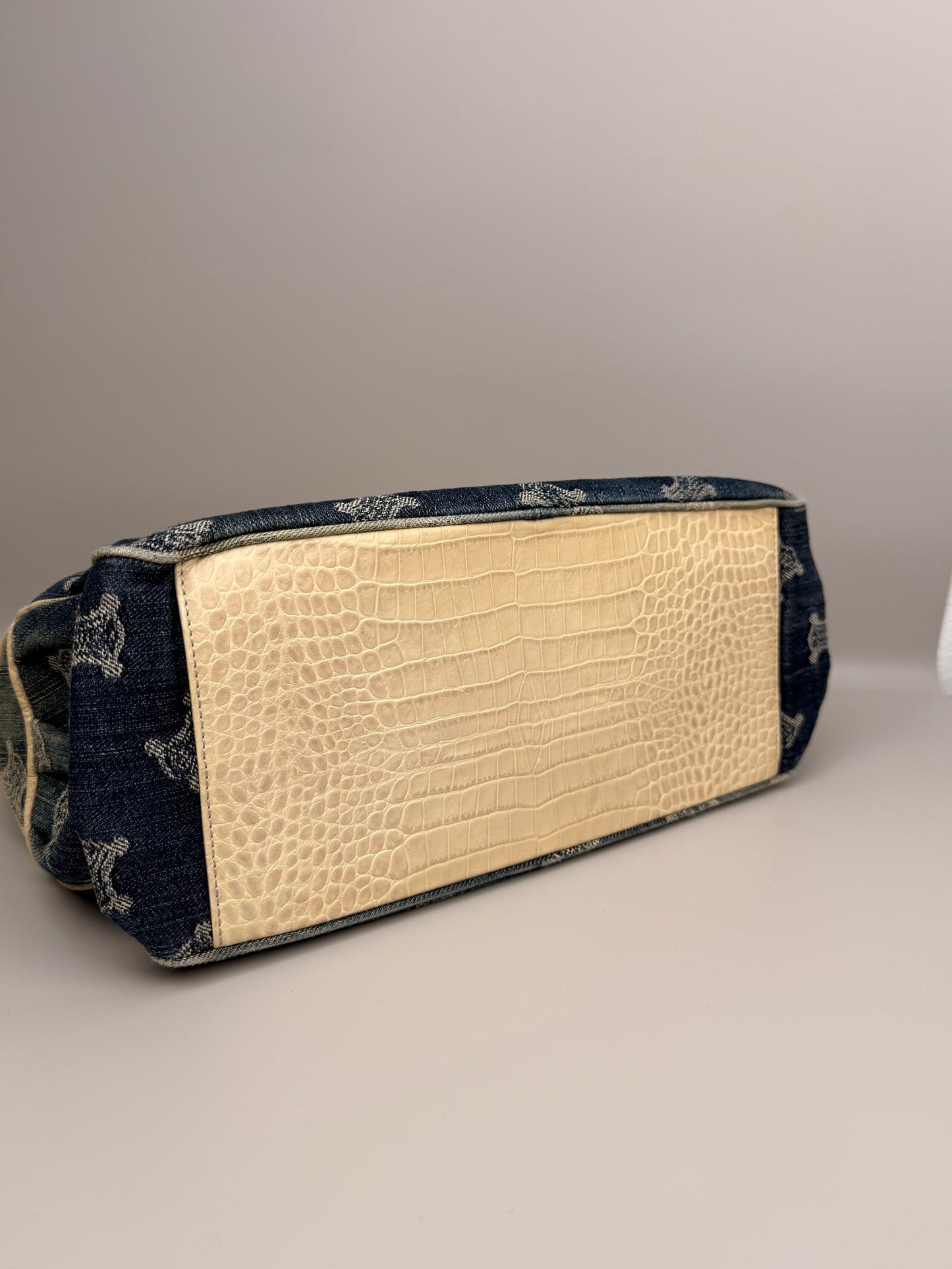 CELINE Boogie Triomphe Tote Handbag Denim Vintage