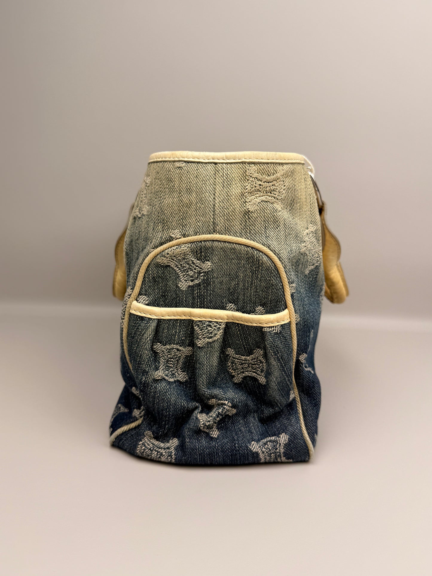 CELINE Boogie Triomphe Tote Handbag Denim Vintage