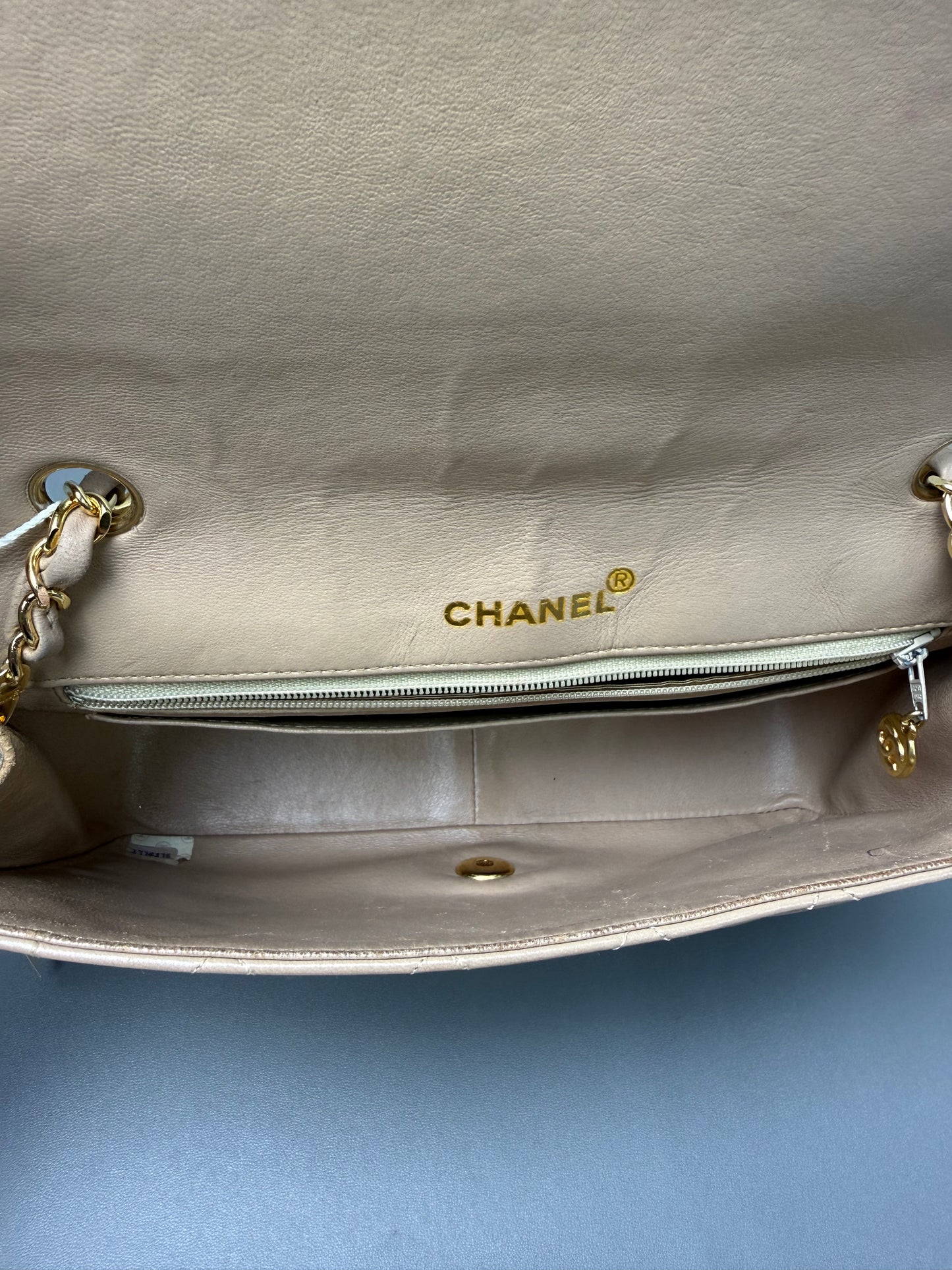 Chanel Diana Single Flap Beige Lambskin