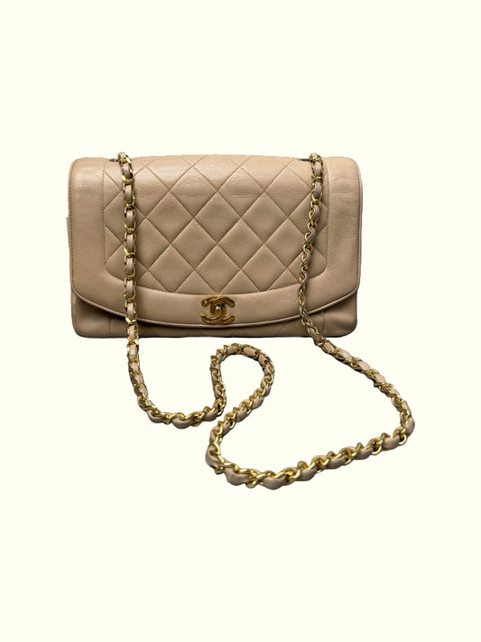 Chanel Diana Single Flap Beige Lambskin
