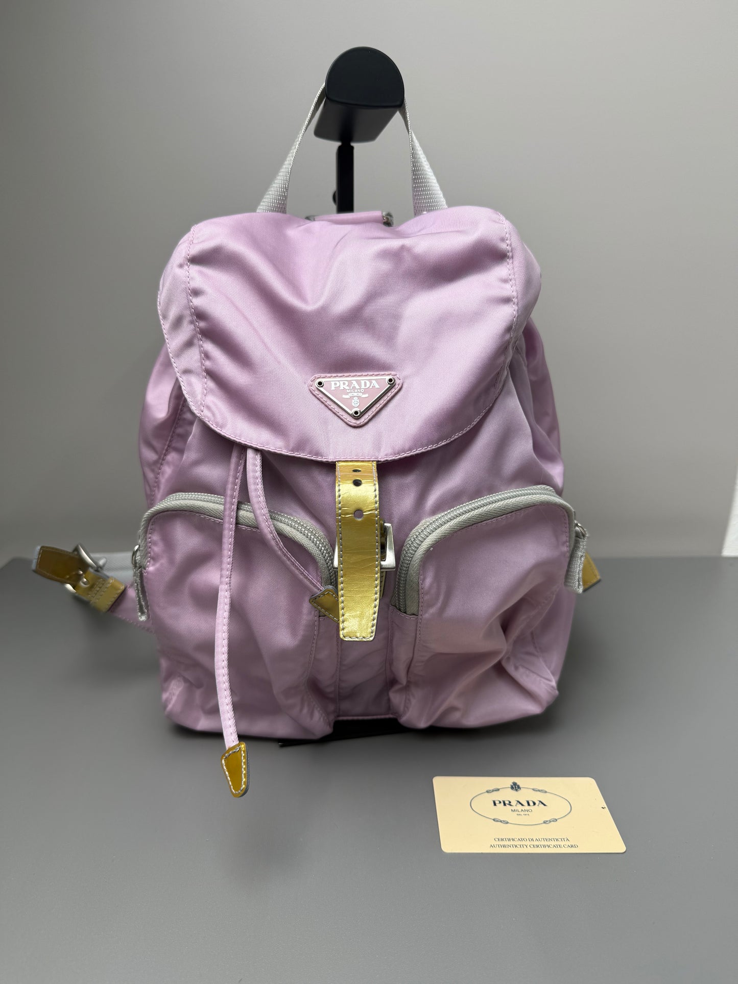 Prada Nylon Tessuto Leather Backpack  Lilac