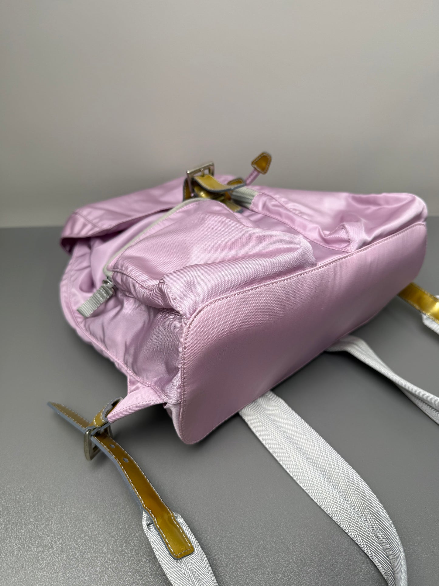 Prada Nylon Tessuto Leather Backpack  Lilac