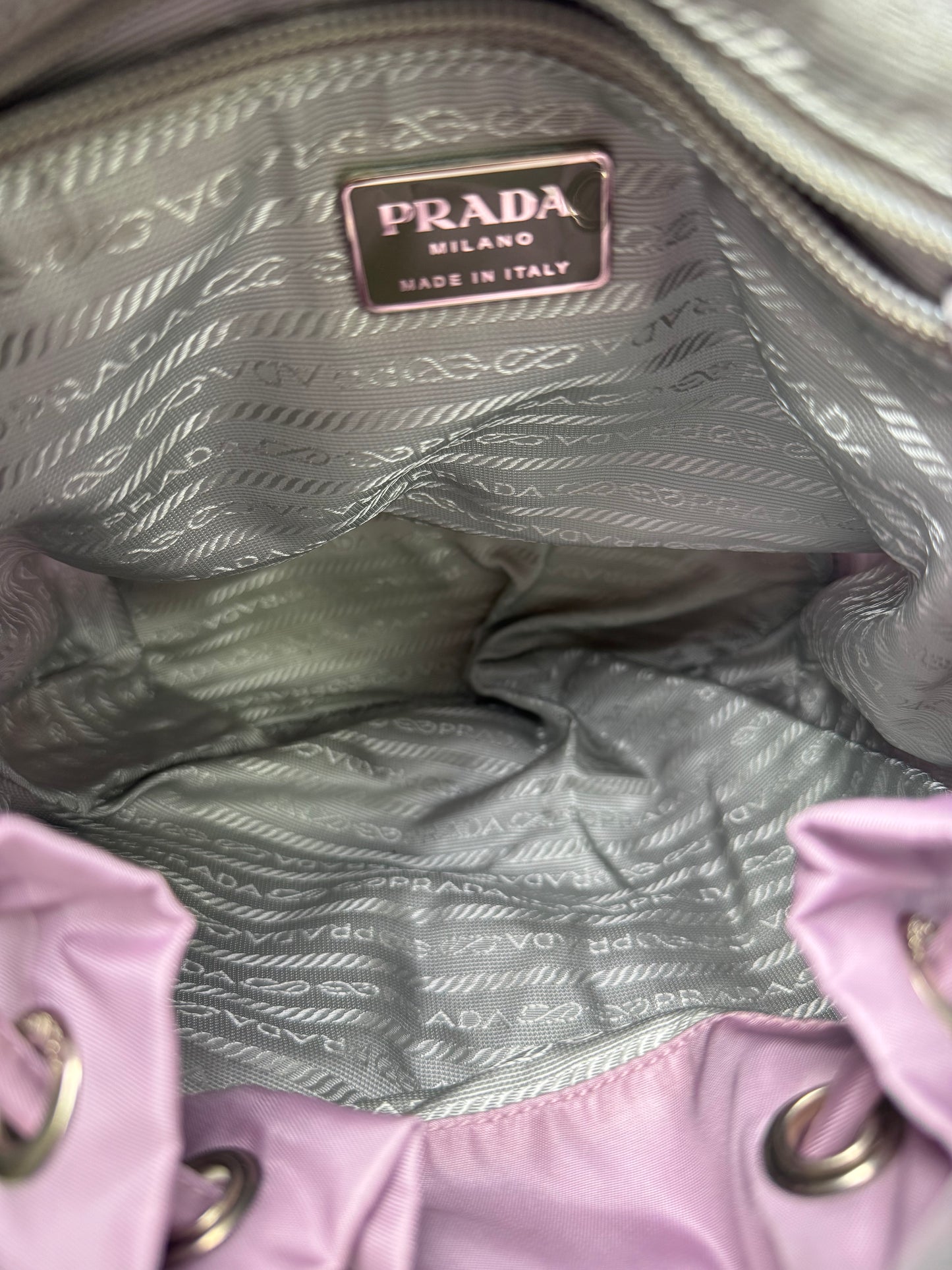 Prada Nylon Tessuto Leather Backpack  Lilac