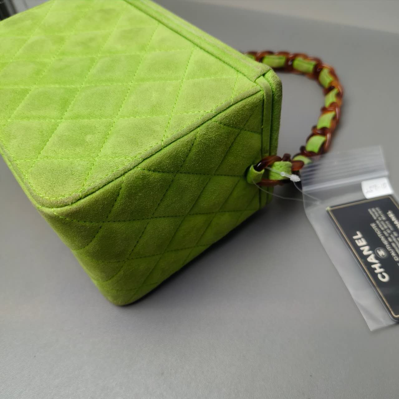 Chanel Green Suede Vanity Bag Dark green Leather