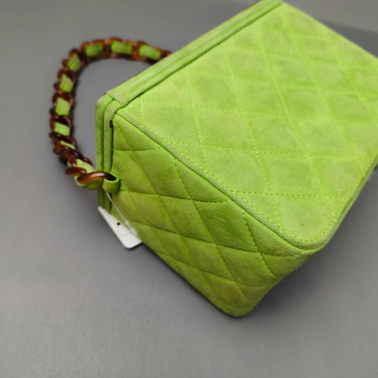 Chanel Green Suede Vanity Bag Dark green Leather
