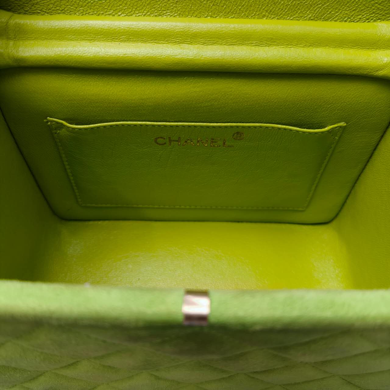 Chanel Green Suede Vanity Bag Dark green Leather