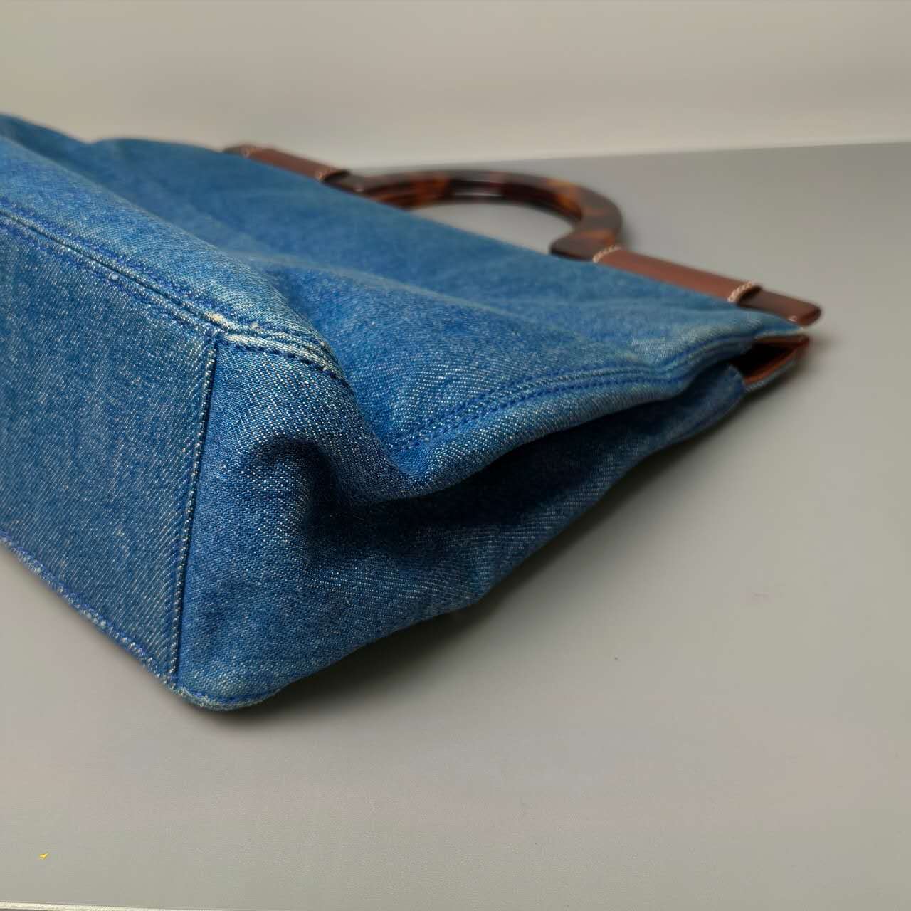 Chanel Vintage Blue Denim Tortoiseshell Tote Bag