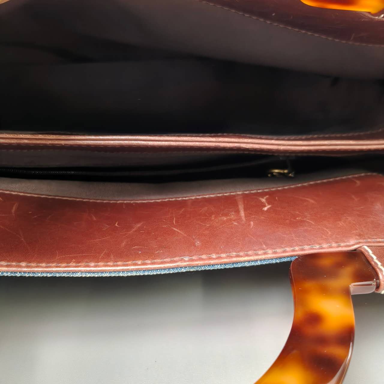 Chanel Vintage Blue Denim Tortoiseshell Tote Bag