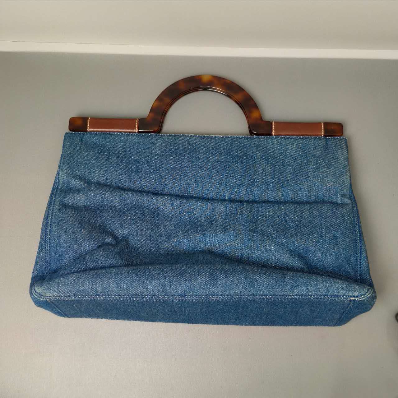 Chanel Vintage Blue Denim Tortoiseshell Tote Bag