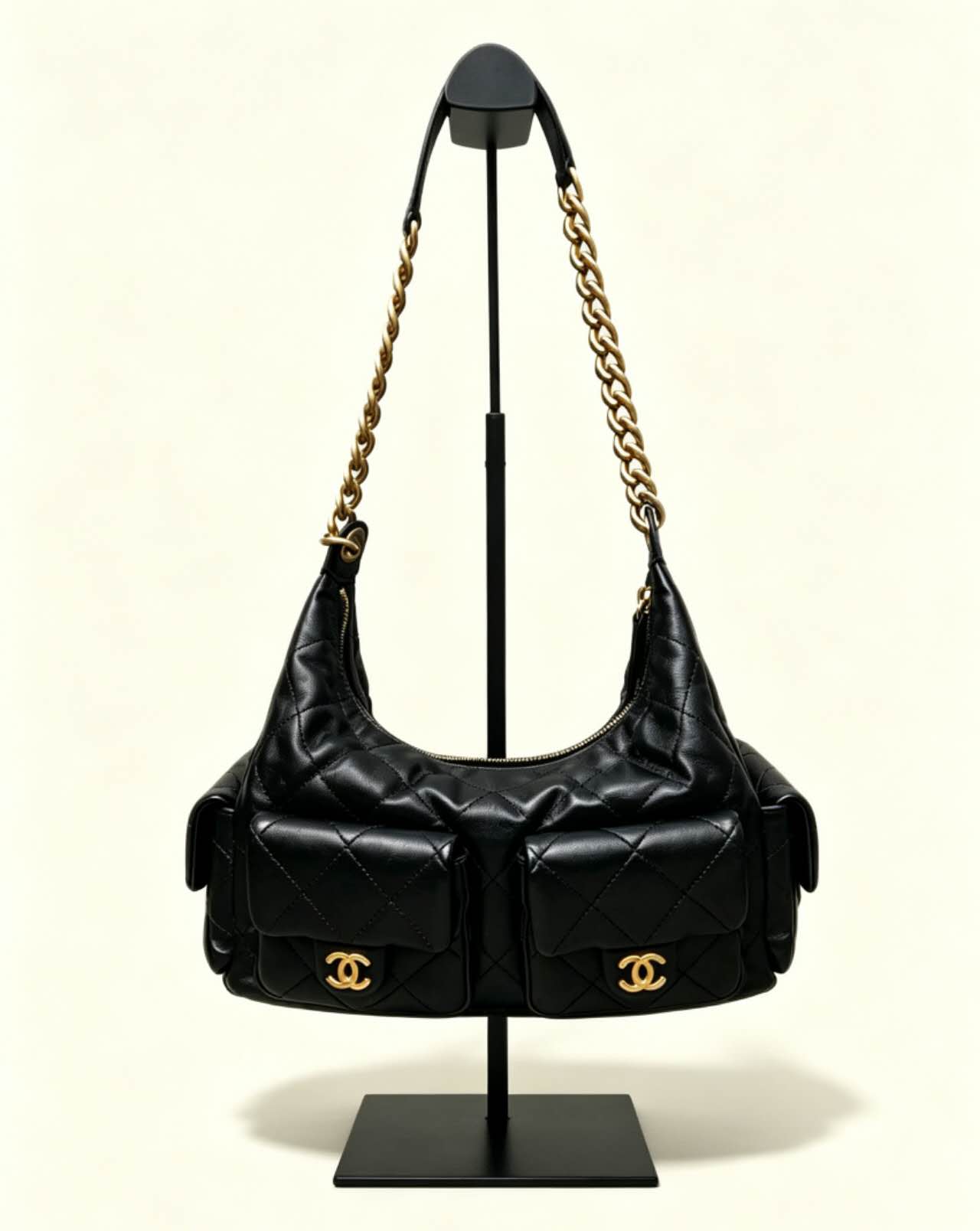 Chanel Calfskin Multi-Pocket Hobo Bag