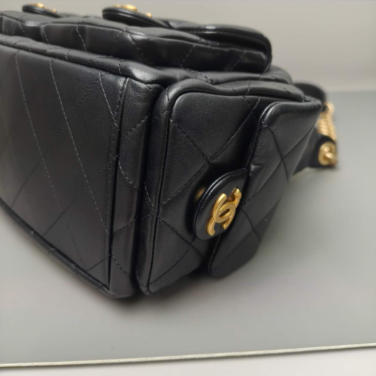 Chanel Calfskin Multi-Pocket Hobo Bag