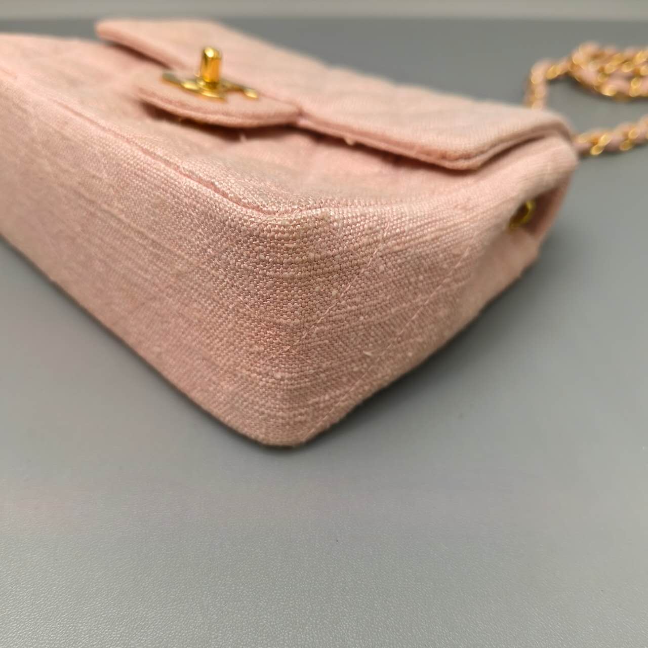 Chanel Pink Quilted Fabric Flap Bag