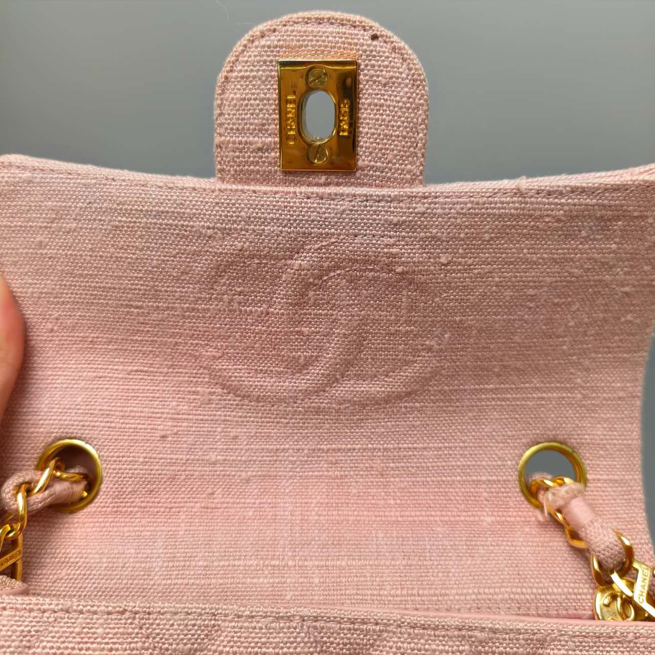 Chanel Pink Quilted Fabric Flap Bag