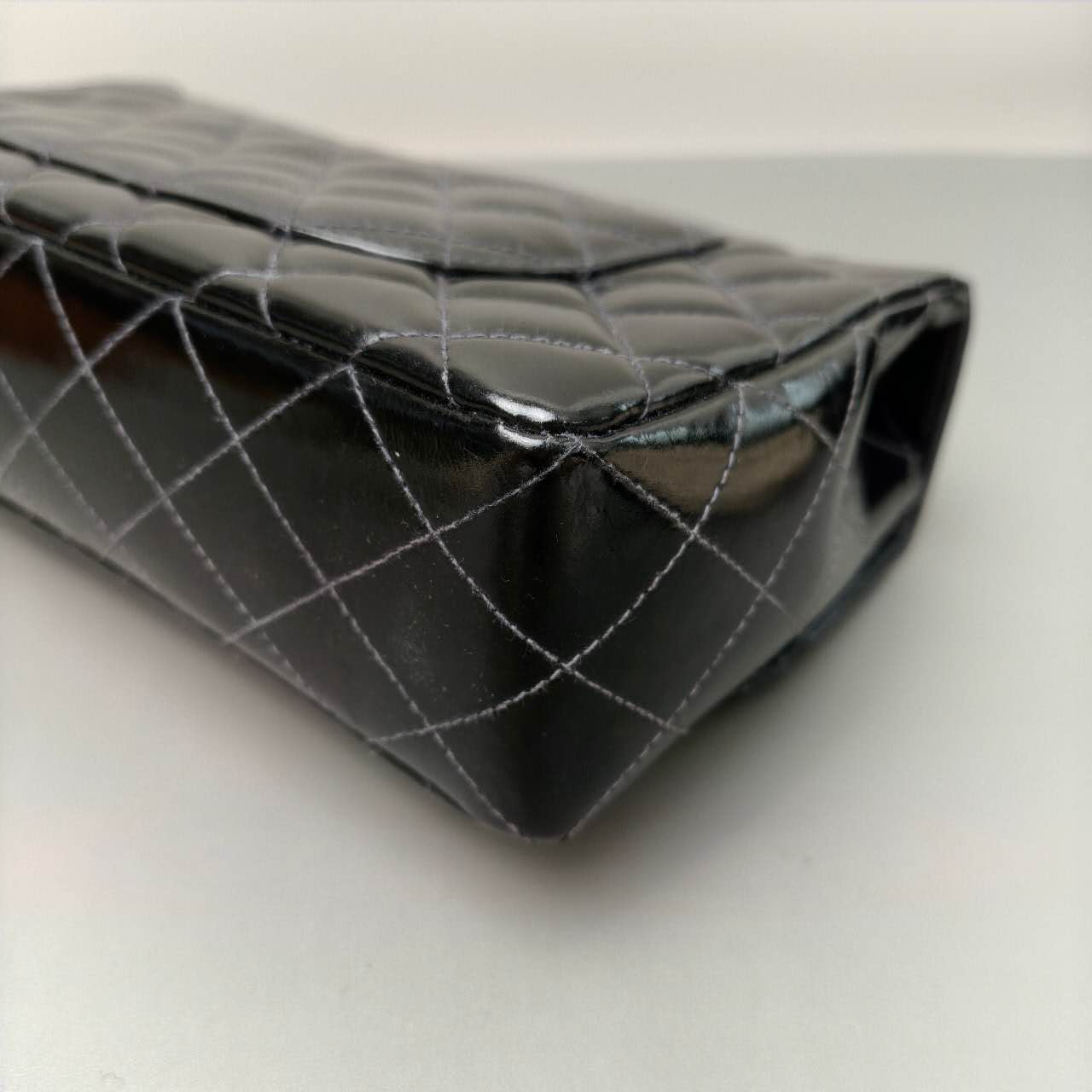 Chanel Quilted Patent Leather Top-Handle Flap Bag