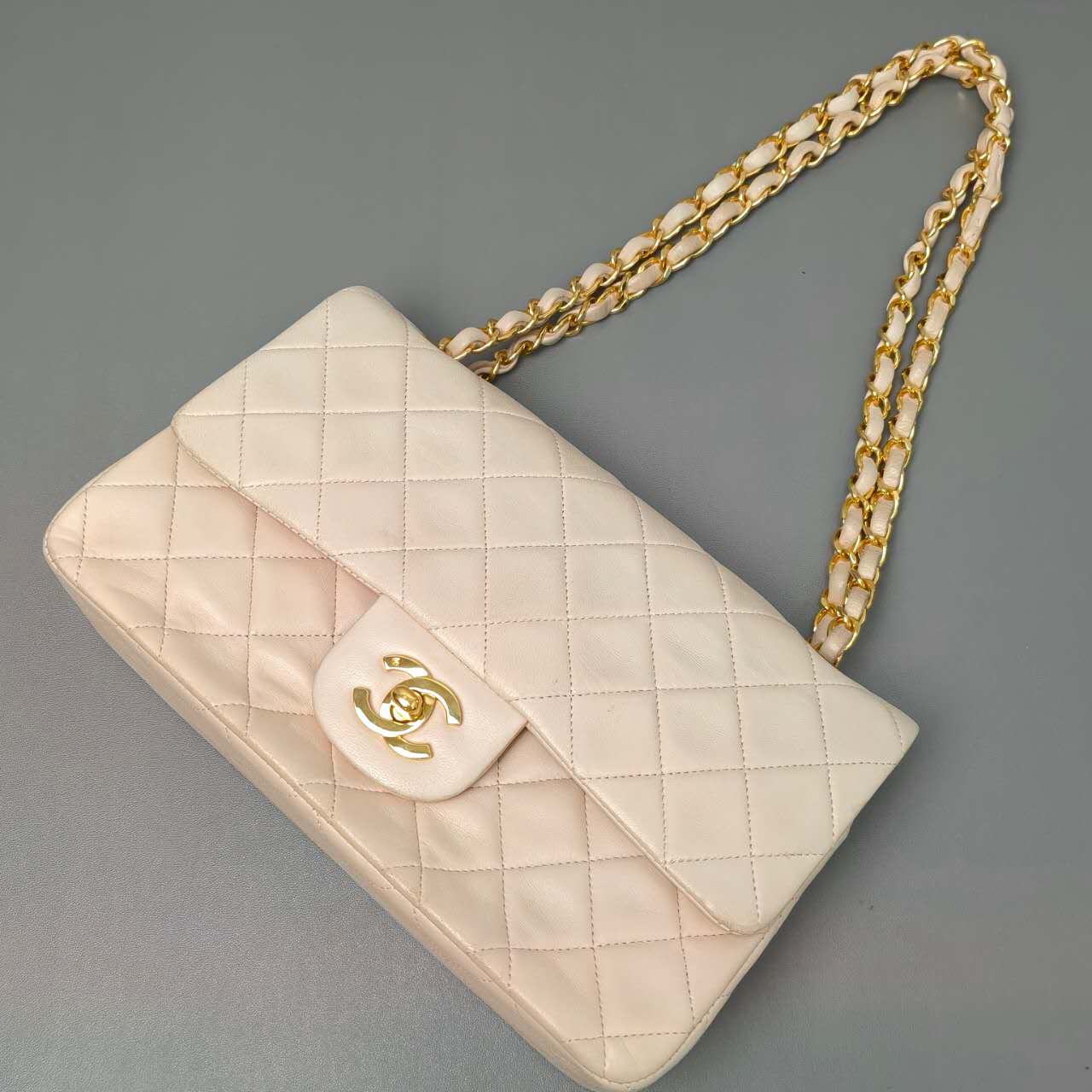 Chanel Classic Flap Bag in Beige Leather