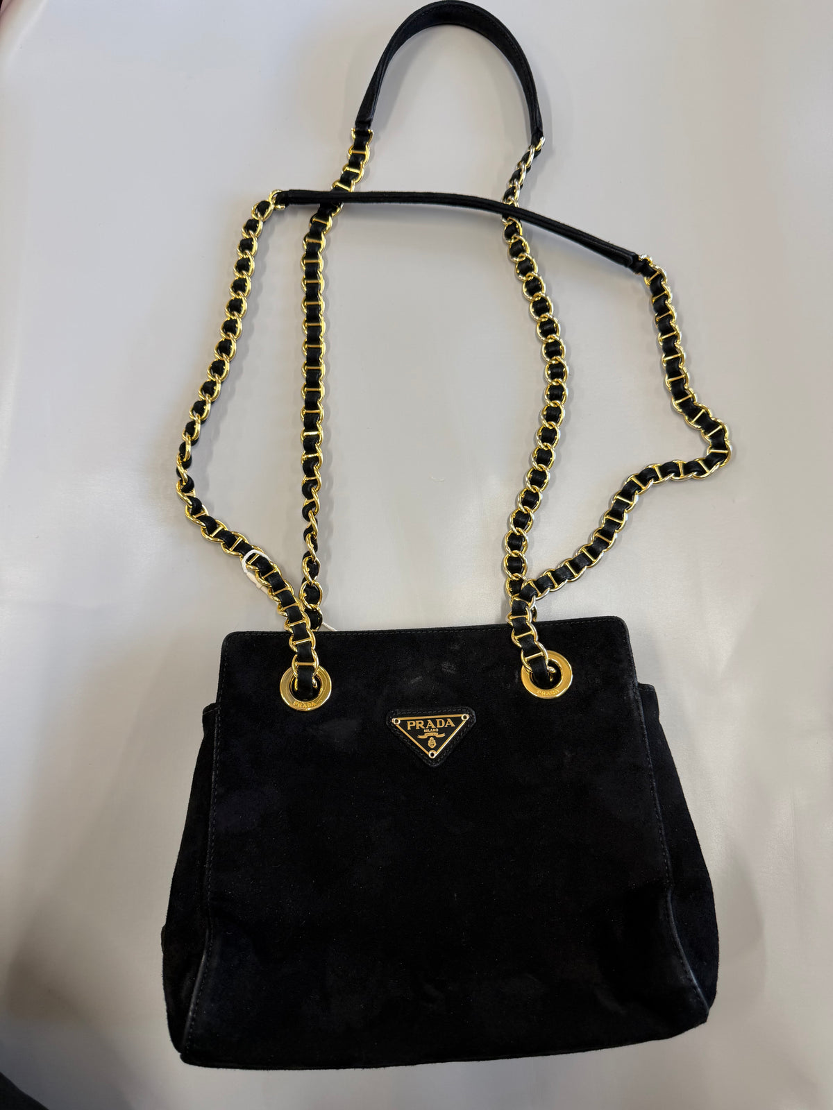 Vintage Elegance Black Prada Chain Bag