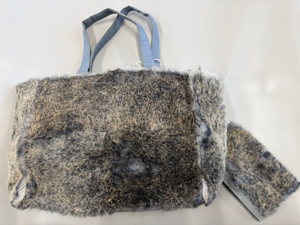 Winter Luxe Chanel Grey Faux Fur Tote Set
